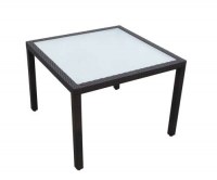 12005A-J Rattan Table with Glass 1mtr x 1 mtr