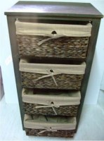 Cabinet w/4 Drawers - Burnt Wood