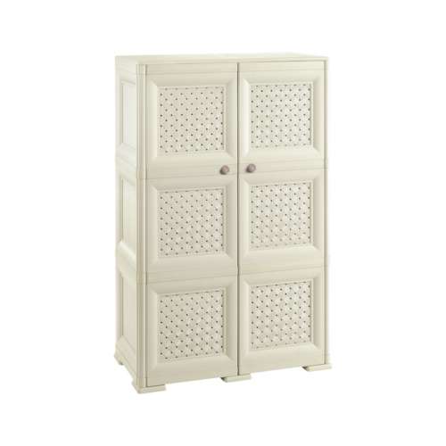 3 Tier Cabinet with Wicker Doors