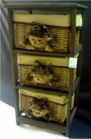 Cabinet Burnt Wood 3-Drawer w/Poodle